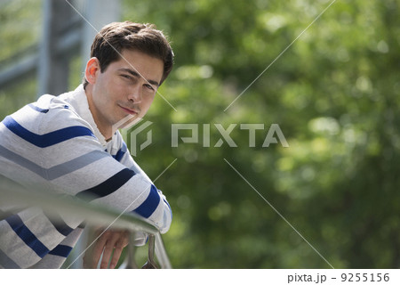 Summer. Business People. A Man Leaning On A Railing Relaxing. Off Grid.  9255156