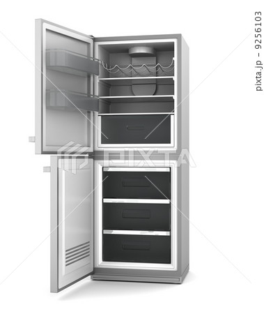 modern refrigerator with open doors isolated on white background 9256103