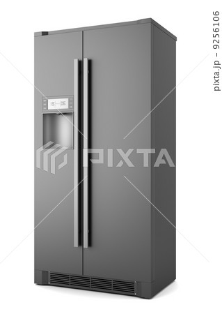 single modern black refrigerator isolated on white background single modern black refrigerator isolated on white background 9256106