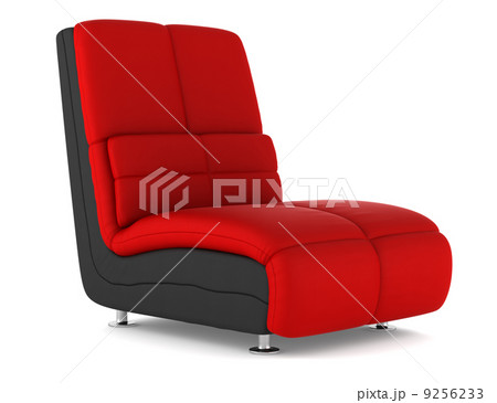 black and red modern leather armchair isolated on white background 9256233