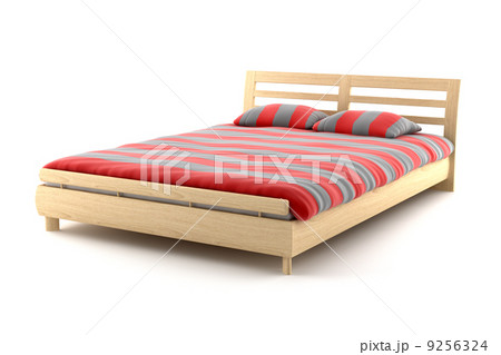 wooden bed isolated on white background with clipping path 9256324