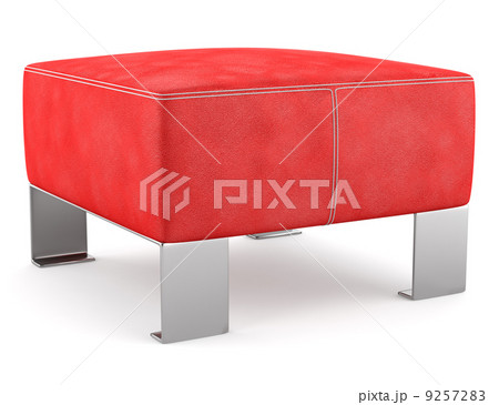 red leather pouf isolated on white background 9257283
