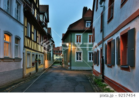 Illuminated street of gerrman town Bamberg. 9257454