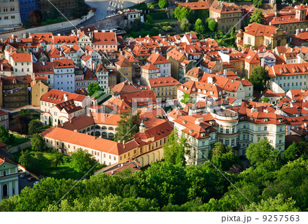 View on streets of Prague from Petrinska  tower 9257563