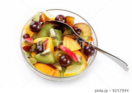 Fresh fruits salad on white background 9257944