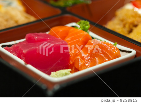 Closeup sushi in box set Closeup sushi in box set 9258815