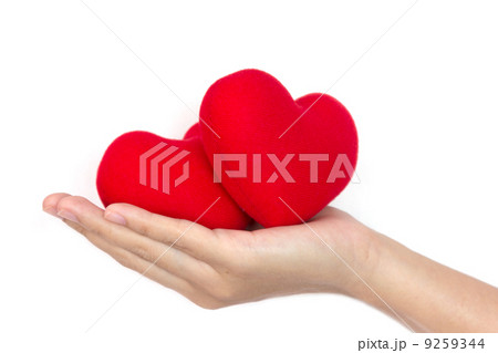 Two heart shape in hand 9259344