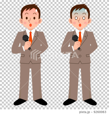 A businessman who is nervous holding a microphone 9260063