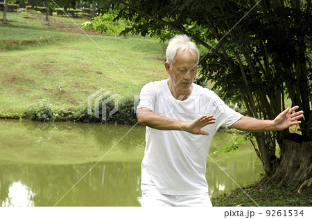 asian senior performing taichi 9261534