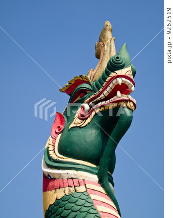 Green naga in Traditional lanna style which is in Wat Suantan (N Green naga in Traditional lanna style which is in Wat Suantan (N 9262519