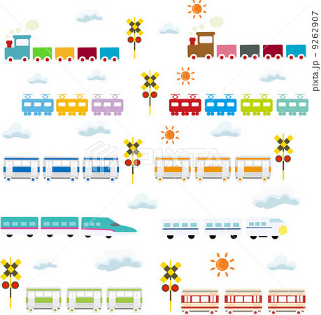 電車の子ども向け素材セット のイラスト素材