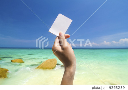 hand holding blank cardboard 9263289