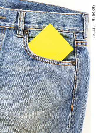 jeans pocket with blank paper note 9264895