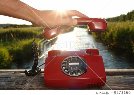hotline phone in beautiful landscape outside 9273160