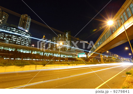 traffic car light in city at night 9279841