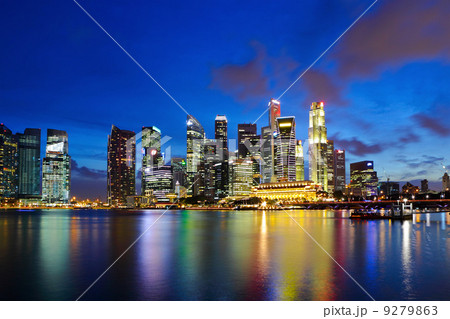 Singapore city at night 9279863