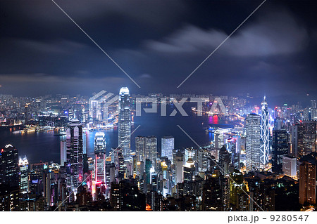 Hong Kong city at night 9280547