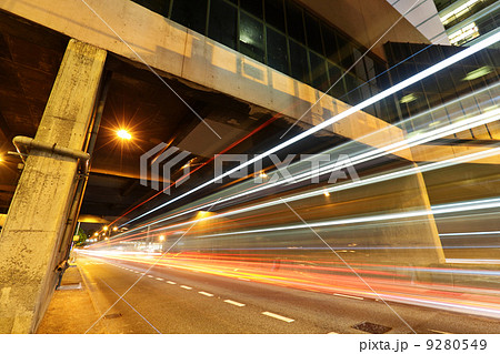 light trails in city at night 9280549