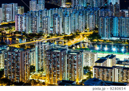 Hong Kong city at night 9280654