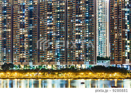 Residential building in Hong Kong at night Residential building in Hong Kong at night 9280881