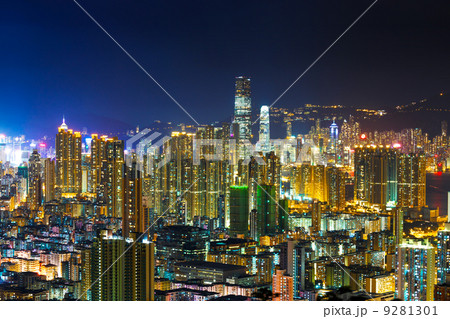 Urban city in Hong Kong at night Urban city in Hong Kong at night 9281301