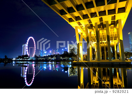 Singapore skyline at night with Bridge Singapore skyline at night with Bridge 9282021