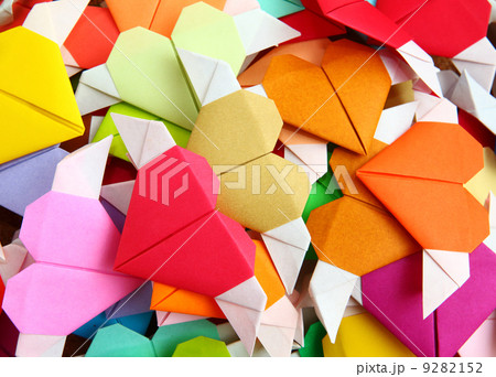 heap of origami colorful heart 9282152
