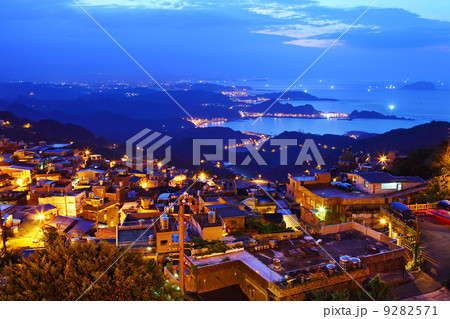 jiu fen village at night, in Taiwan jiu fen village at night, in Taiwan 9282571