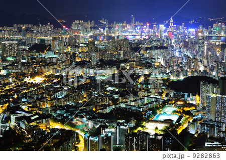 hong kong city at night 9282863
