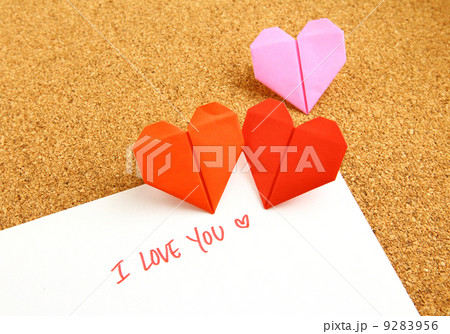 Origami paper hearts with message Origami paper hearts with message 9283956