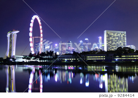 Singapore city at night 9284414