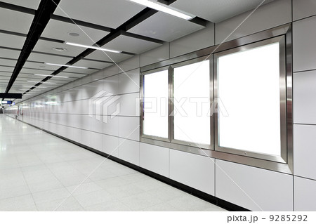 Blank billboard in metro station 9285292
