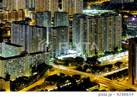 downtown in Hong Kong view from high at night 9286654
