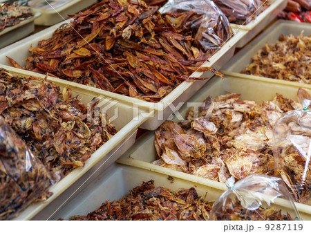Dried squid in food market Dried squid in food market 9287119