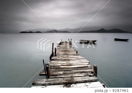 wooden peer with boat 9287461