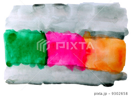 art watercolor gray square green pink orange isolated on white f 9302658