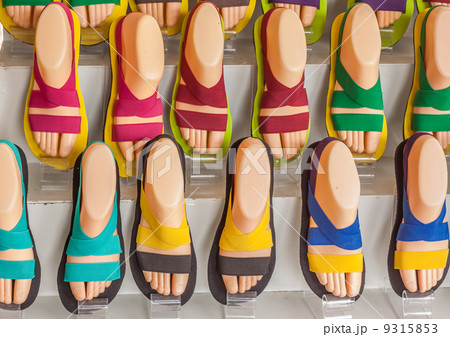 The stall of colourful sandals 9315853