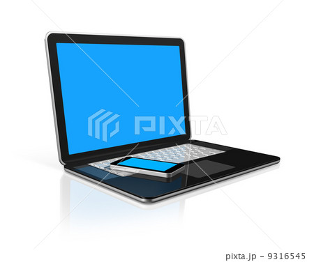 Mobile phone on a laptop Mobile phone on a laptop 9316545