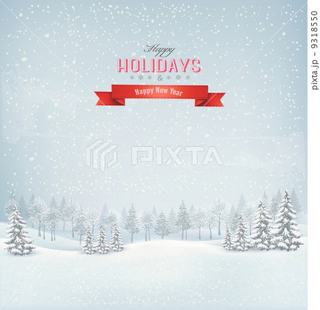 Christmas winter landscape background. Vector. 9318550