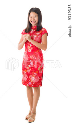 Happy Chinese new year asian girl. Asian girl doing greeting 9319388