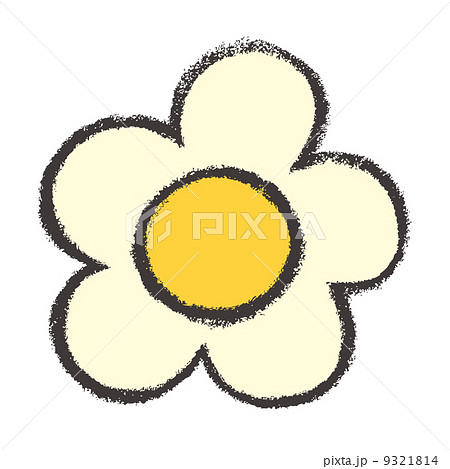 クレヨンお絵描きd 白い花のイラスト素材