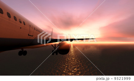 Plane over the ocean. 9321999