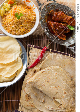 Chapati or Flat bread, Indian food, made from wheat flour dough. 9324904