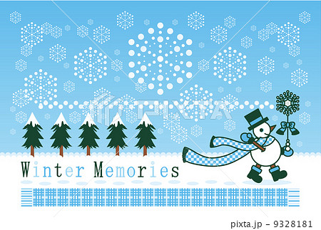ポストカードサイズイラスト「冬の雪達磨雪の魔法」Winter Memories 9328181