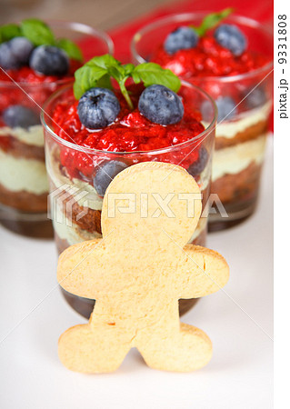 Christmas dessert. Sweet dessert tiramisu with strawberry, fresh 9331808