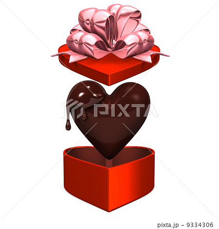 Heart-shapedRedBoxThatLidIsPoppingUpWithChocolate 9334306