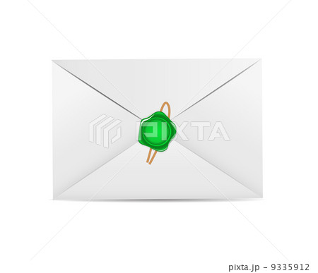 White Envelope Icon with Wax Seal Vector Illustration 9335912