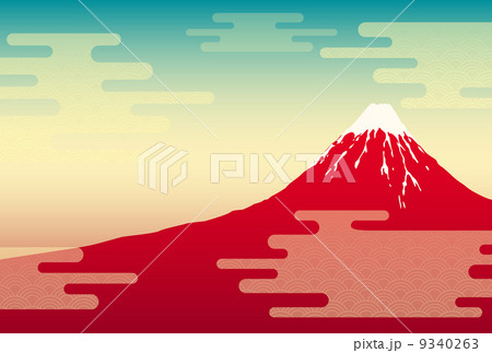 赤富士の風景のイラスト素材