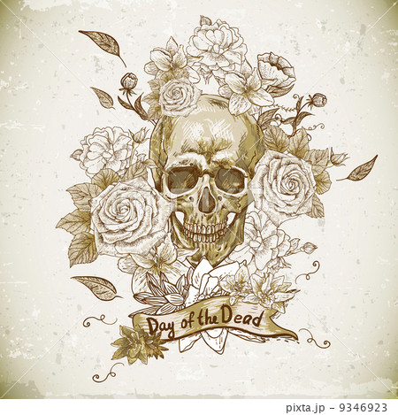 Skull with Roses Day of The Dead 9346923