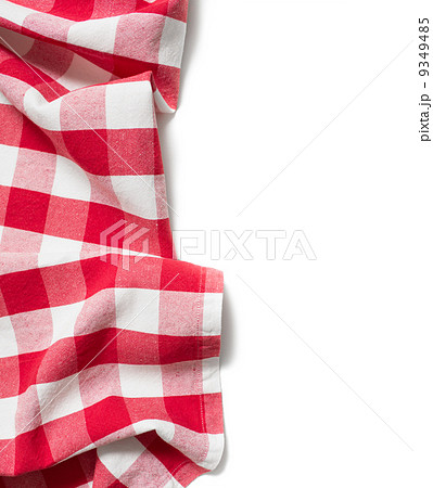 red folded tablecloth isolated on white 9349485